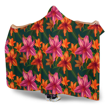 Amaryllis Pattern Print Design AL01 Hooded Blanket-JORJUNE.COM