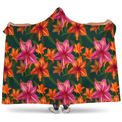 Amaryllis Pattern Print Design AL01 Hooded Blanket-JORJUNE.COM