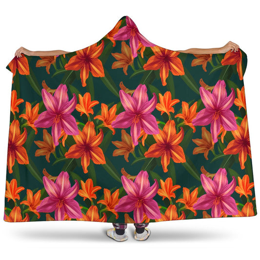 Amaryllis Pattern Print Design AL01 Hooded Blanket-JORJUNE.COM