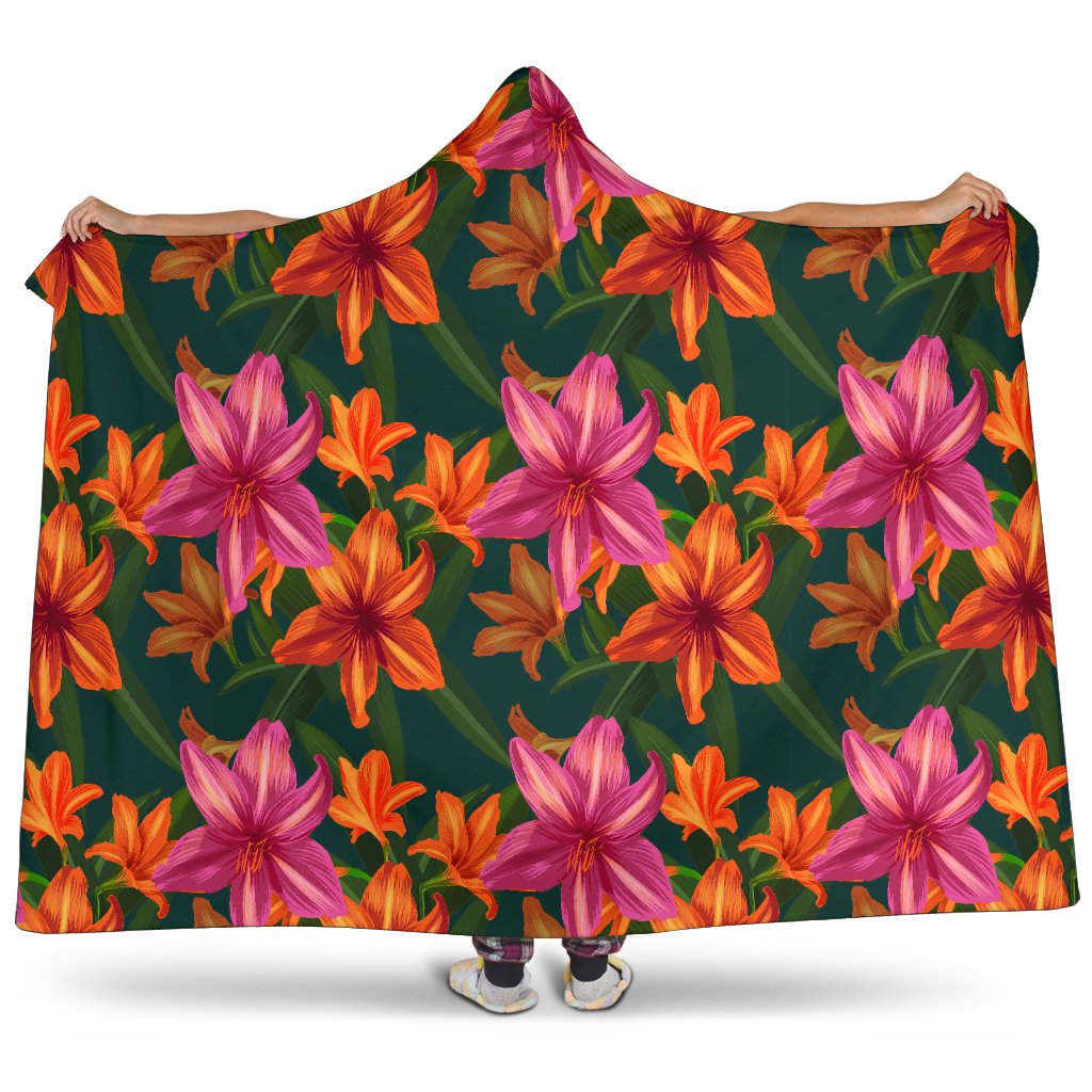 Amaryllis Pattern Print Design AL01 Hooded Blanket-JORJUNE.COM