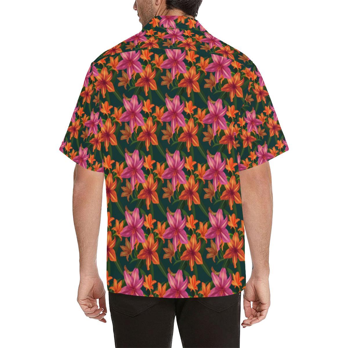 Amaryllis Pattern Print Design AL01 Men Hawaiian Shirt-JorJune