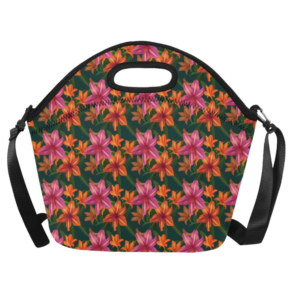 Amaryllis Pattern Print Design AL01 Neoprene Lunch Bag-JorJune
