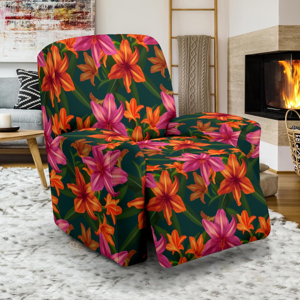 Amaryllis Pattern Print Design AL01 Recliner Slipcover-JORJUNE.COM