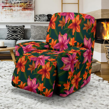 Amaryllis Pattern Print Design AL01 Recliner Slipcover-JORJUNE.COM