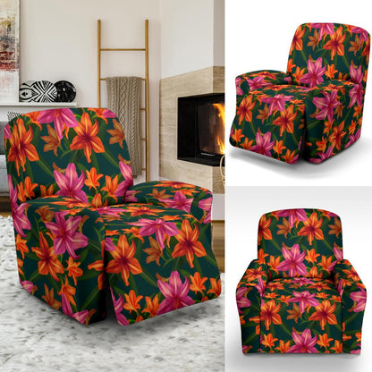 Amaryllis Pattern Print Design AL01 Recliner Slipcover-JORJUNE.COM