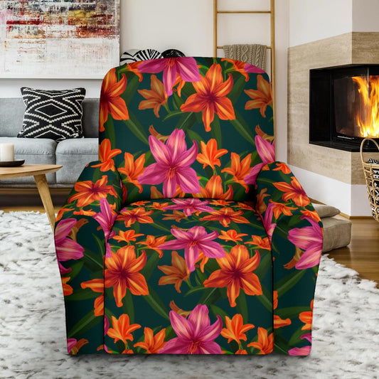 Amaryllis Pattern Print Design AL01 Recliner Slipcover-JORJUNE.COM