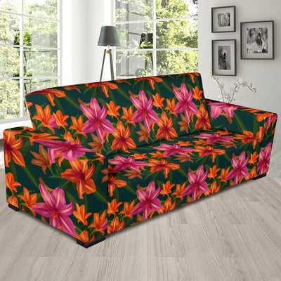 Amaryllis Pattern Print Design AL01 Sofa Slipcover-JORJUNE.COM