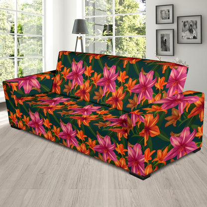 Amaryllis Pattern Print Design AL01 Sofa Slipcover-JORJUNE.COM