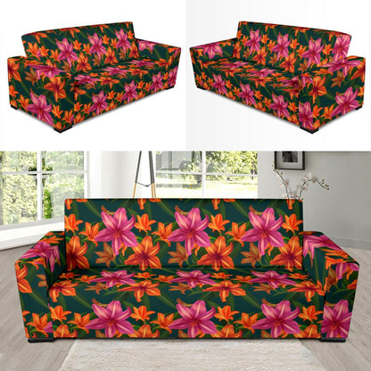 Amaryllis Pattern Print Design AL01 Sofa Slipcover-JORJUNE.COM