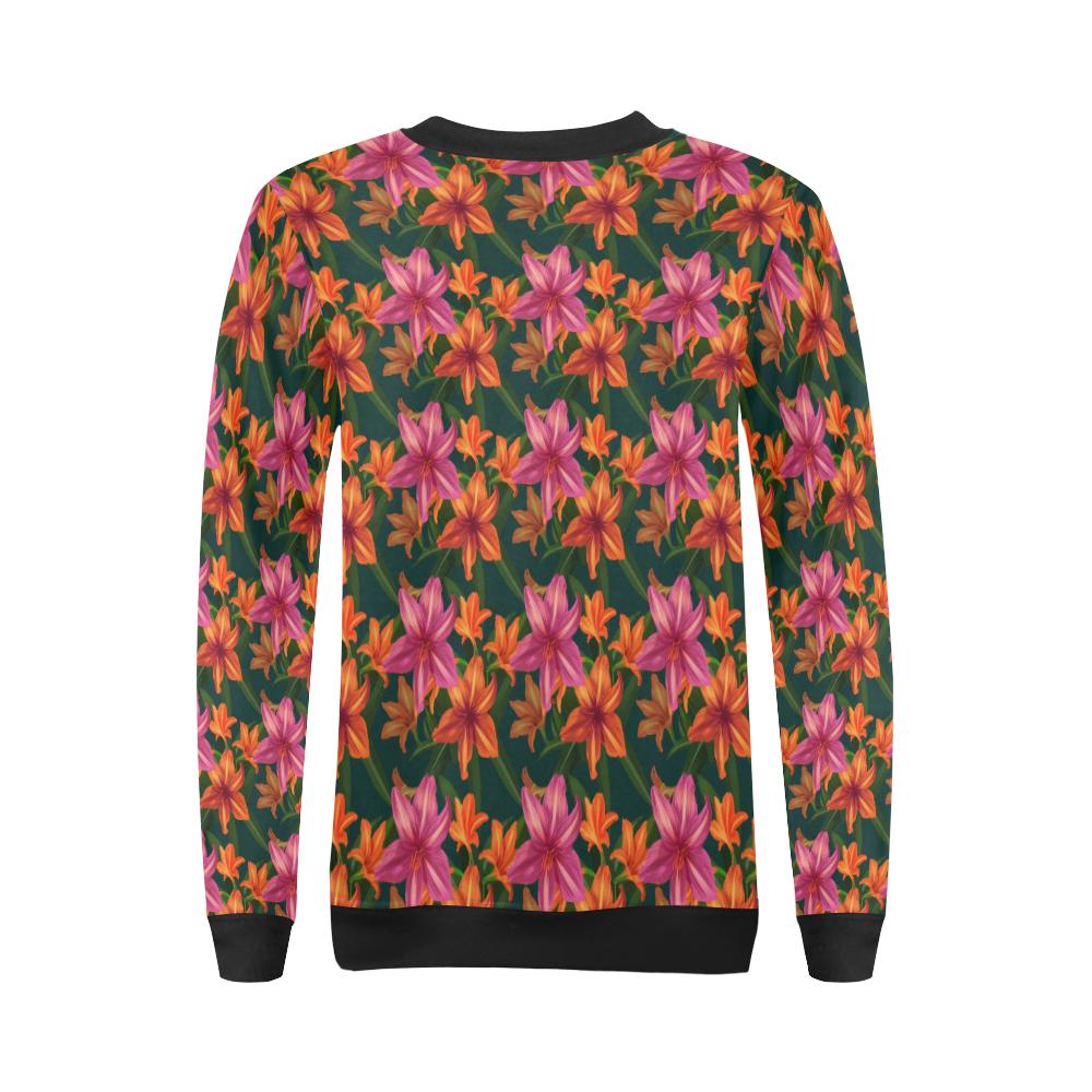 Amaryllis Pattern Print Design AL01 Women Long Sleeve Sweatshirt-JorJune