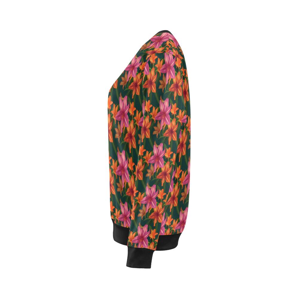 Amaryllis Pattern Print Design AL01 Women Long Sleeve Sweatshirt-JorJune