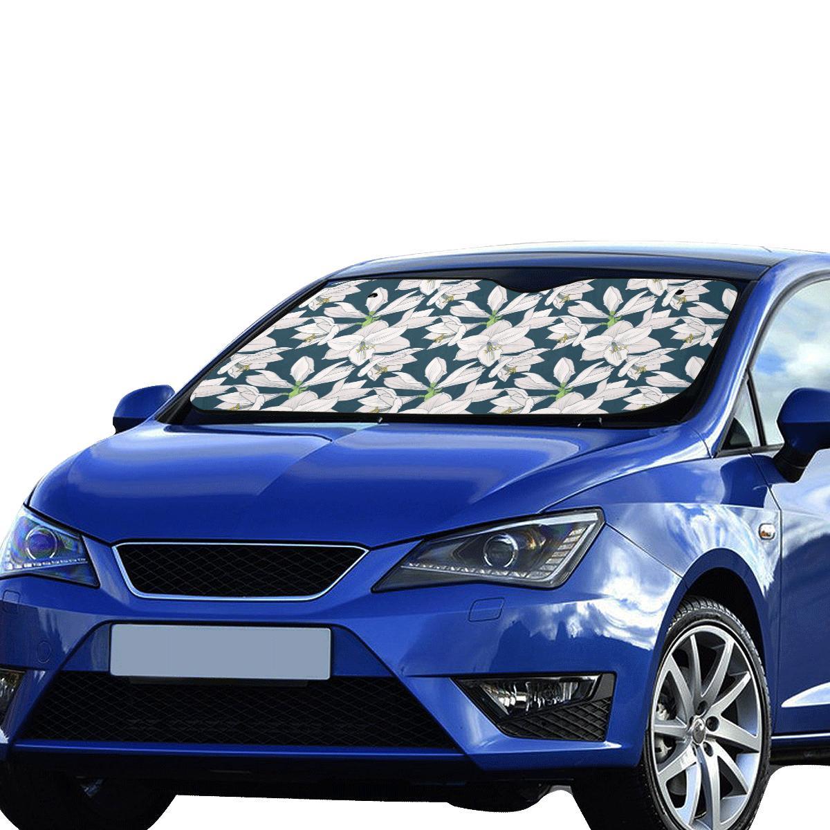 Amaryllis Pattern Print Design AL02 Car Sun Shade-JorJune