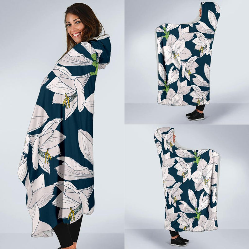 Amaryllis Pattern Print Design AL02 Hooded Blanket-JORJUNE.COM