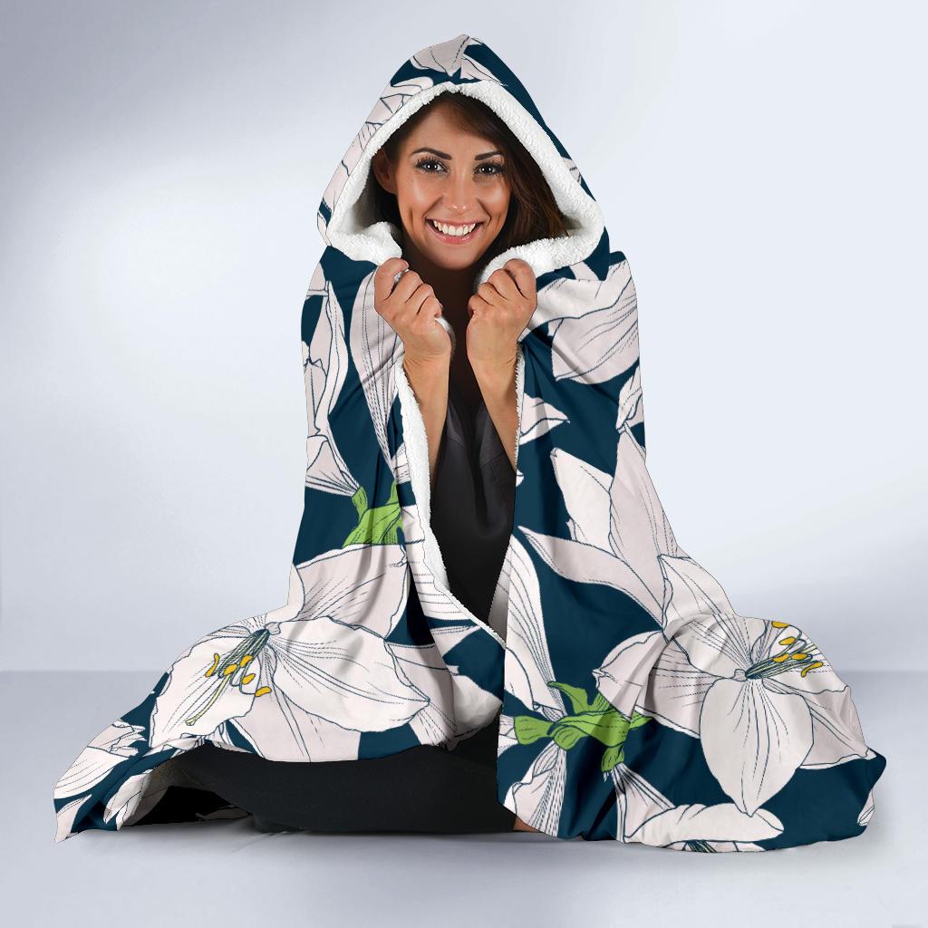 Amaryllis Pattern Print Design AL02 Hooded Blanket-JORJUNE.COM