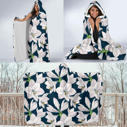 Amaryllis Pattern Print Design AL02 Hooded Blanket-JORJUNE.COM
