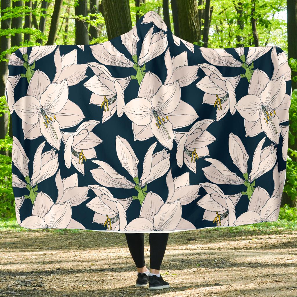 Amaryllis Pattern Print Design AL02 Hooded Blanket-JORJUNE.COM