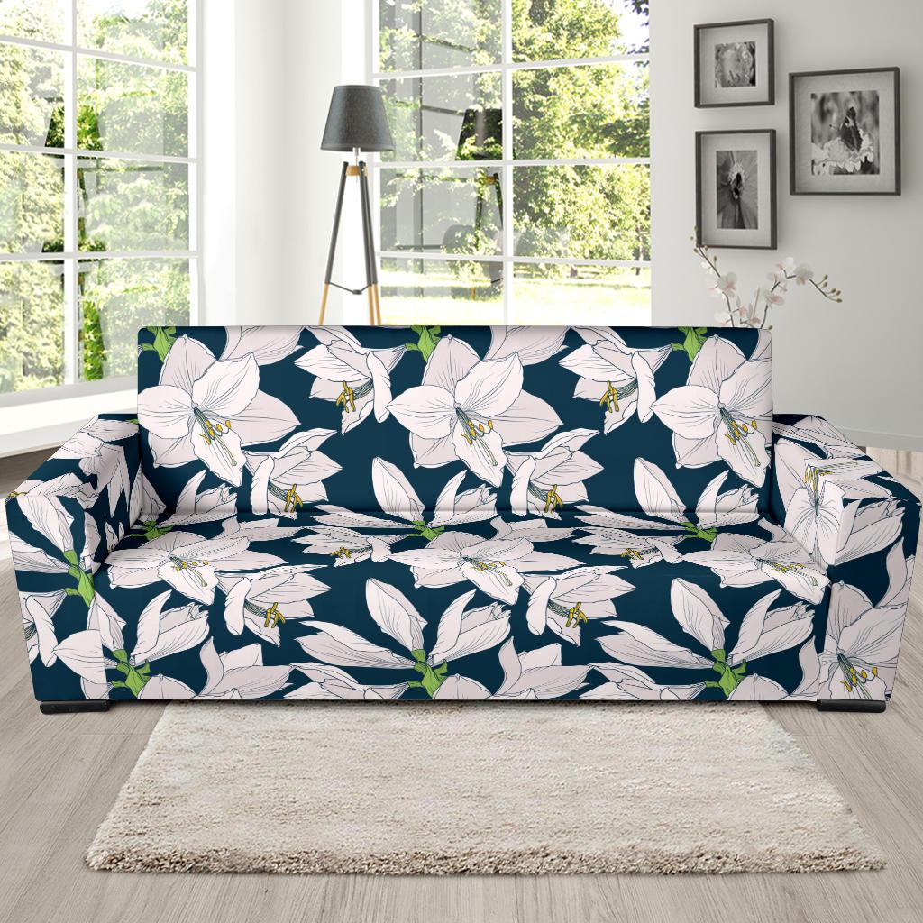 Amaryllis Pattern Print Design AL02 Sofa Slipcover-JORJUNE.COM