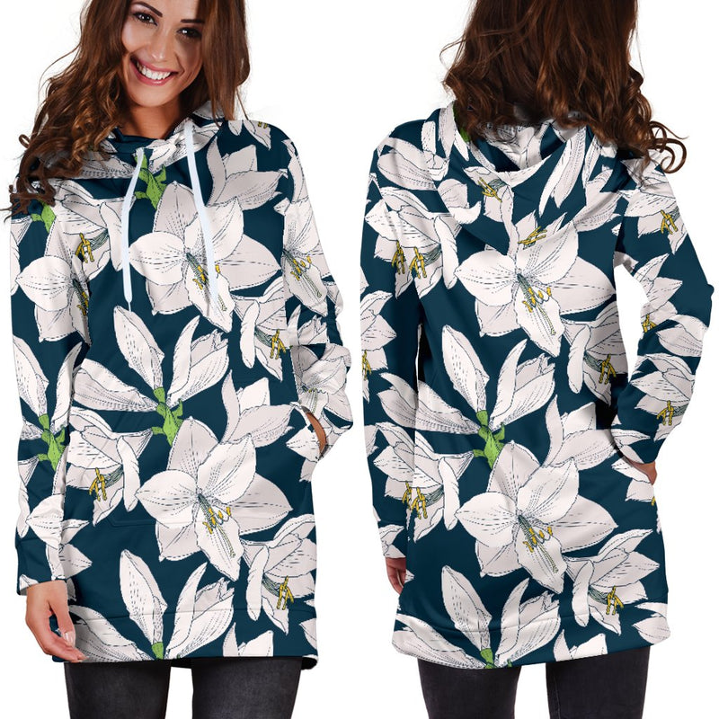 Amaryllis Pattern Print Design AL02 Women Hoodie Dress