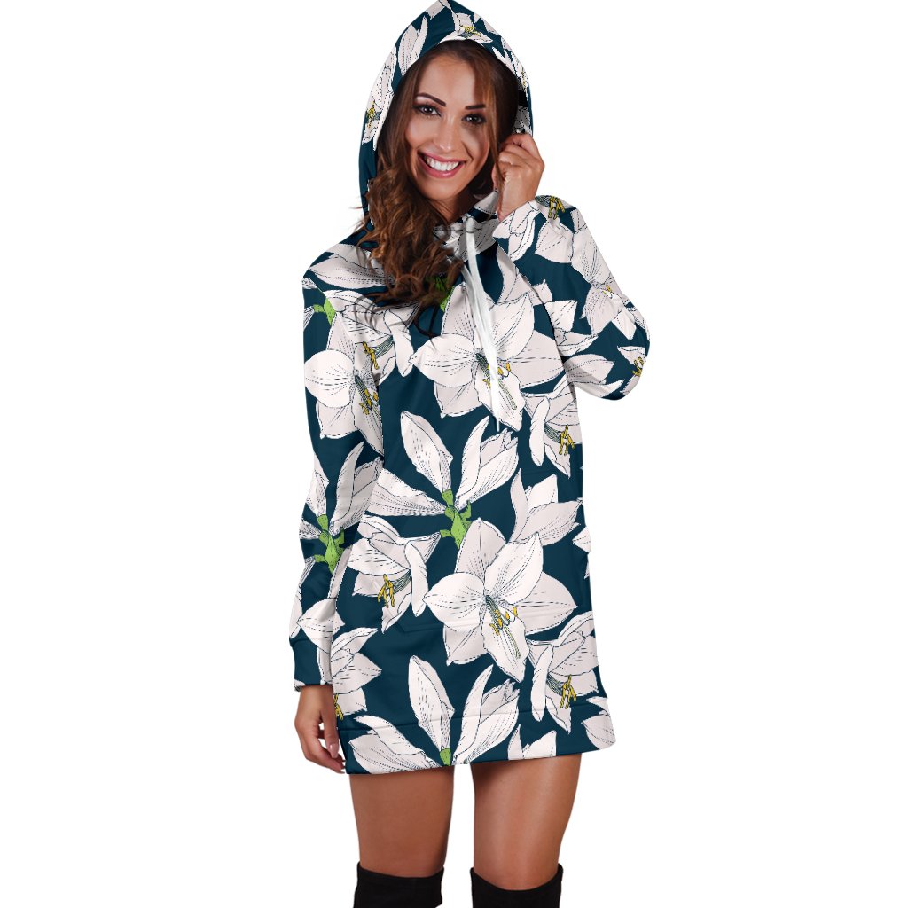 Amaryllis Pattern Print Design AL02 Women Hoodie Dress