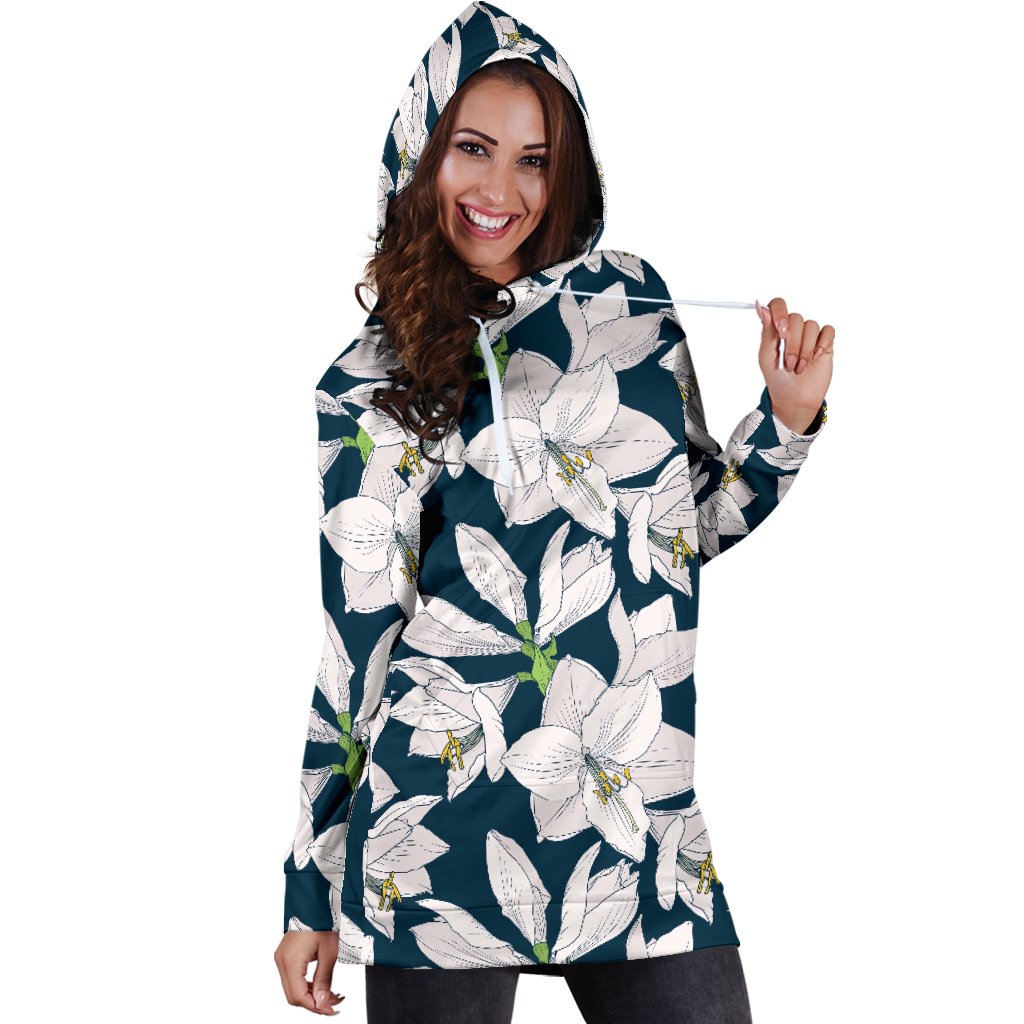 Amaryllis Pattern Print Design AL02 Women Hoodie Dress