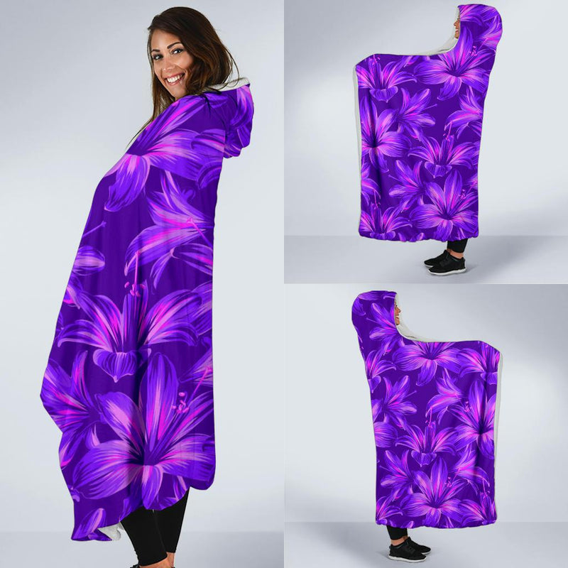 Amaryllis Pattern Print Design AL03 Hooded Blanket-JORJUNE.COM