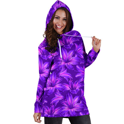 Amaryllis Pattern Print Design AL03 Women Hoodie Dress