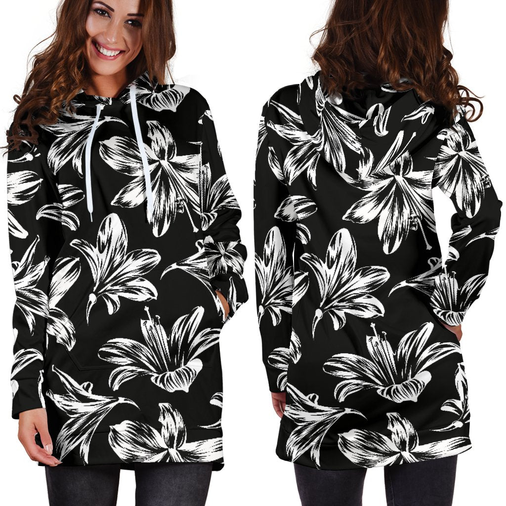 Amaryllis Pattern Print Design AL04 Women Hoodie Dress