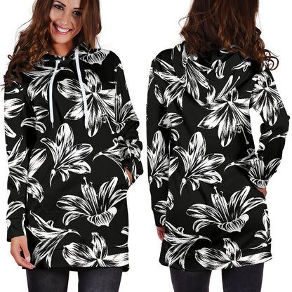 Amaryllis Pattern Print Design AL04 Women Hoodie Dress