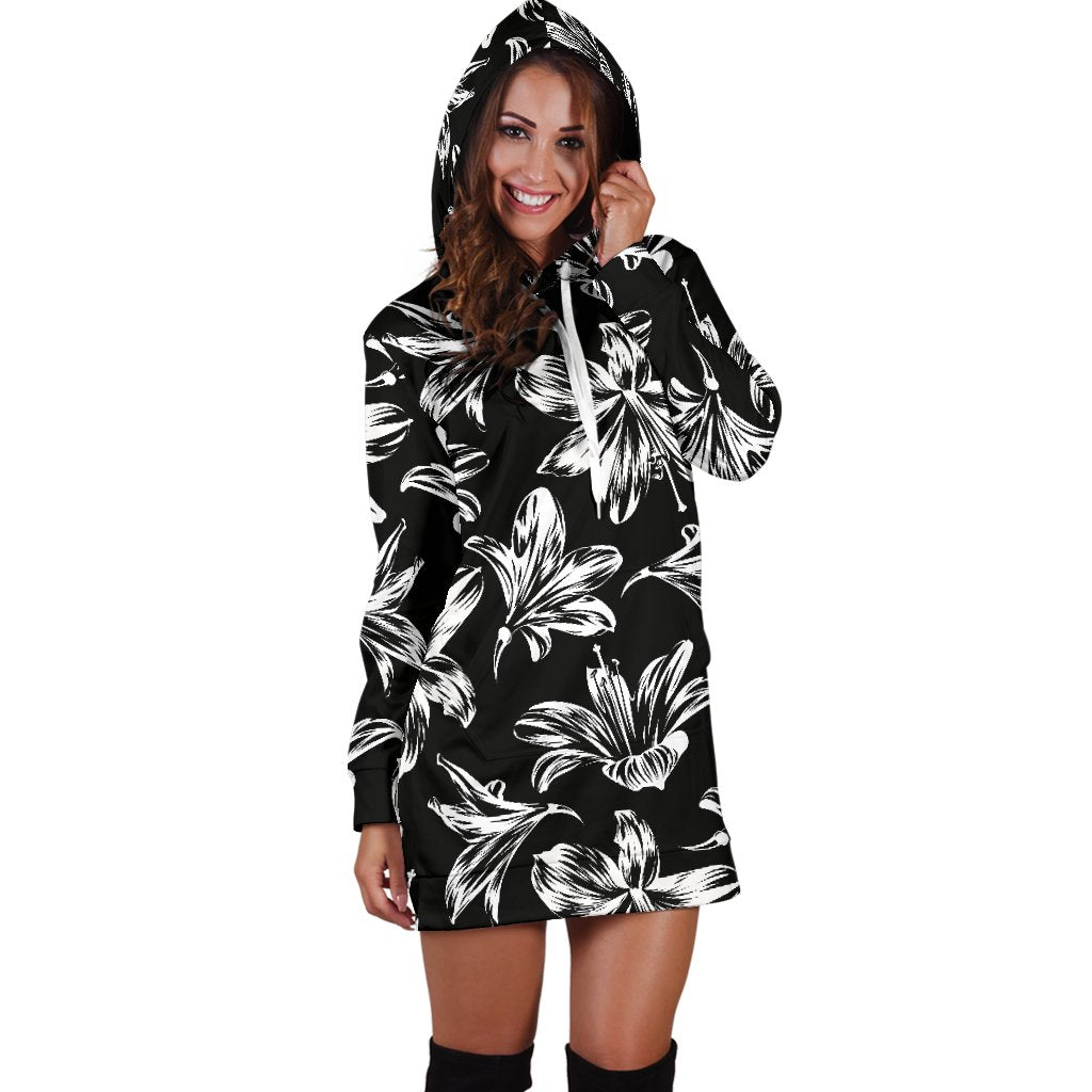 Amaryllis Pattern Print Design AL04 Women Hoodie Dress