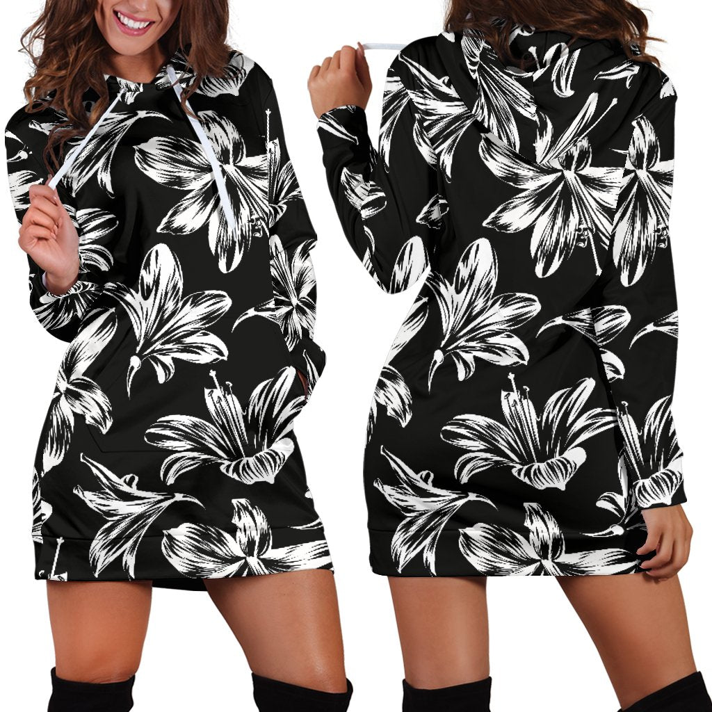 Amaryllis Pattern Print Design AL04 Women Hoodie Dress