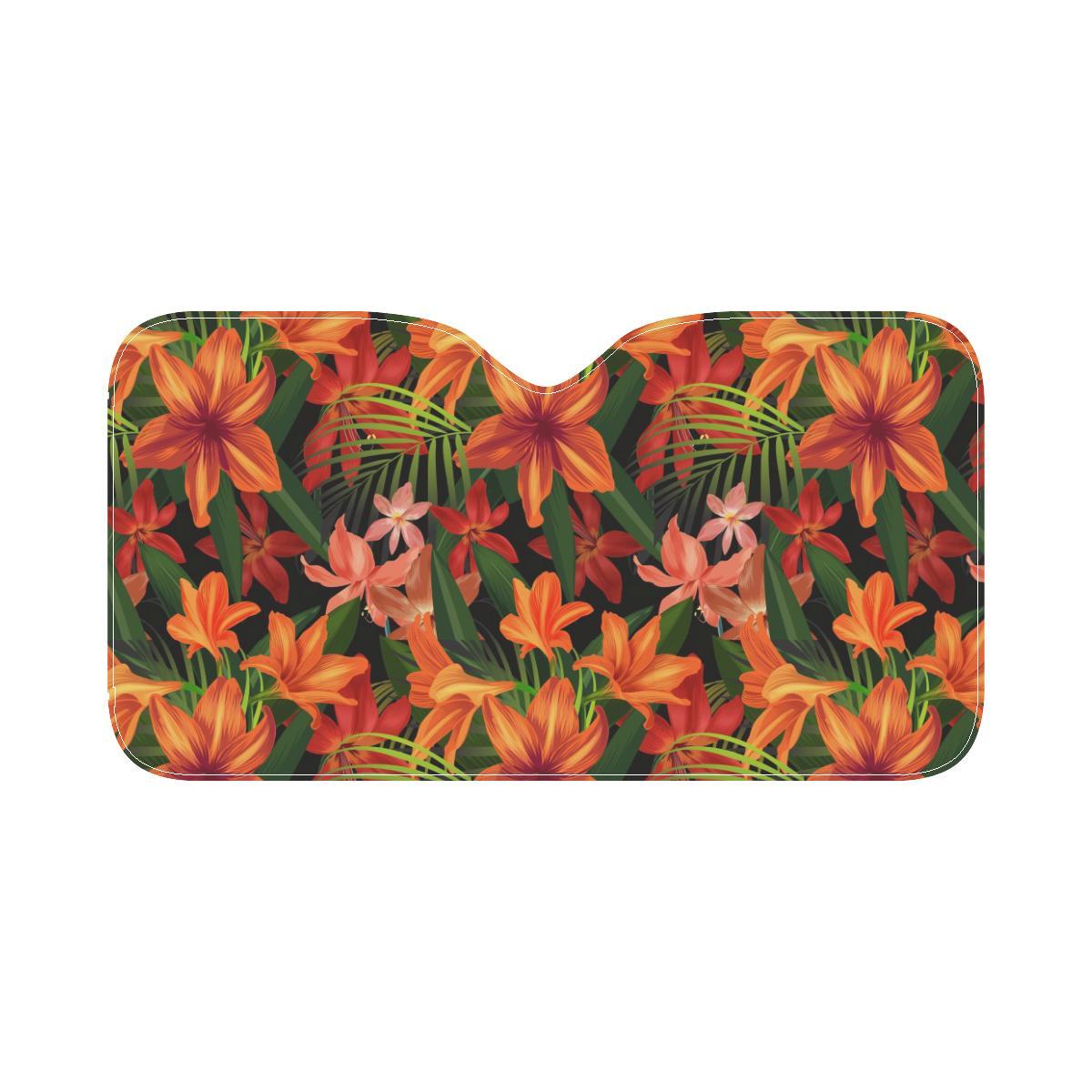 Amaryllis Pattern Print Design AL05 Car Sun Shade-JorJune