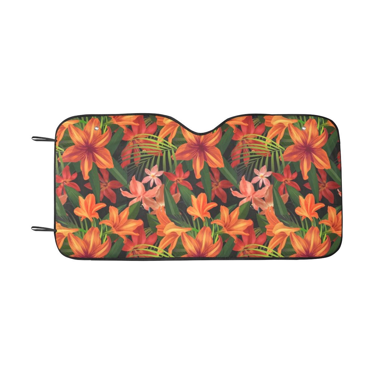 Amaryllis Pattern Print Design AL05 Car Sun Shade-JorJune