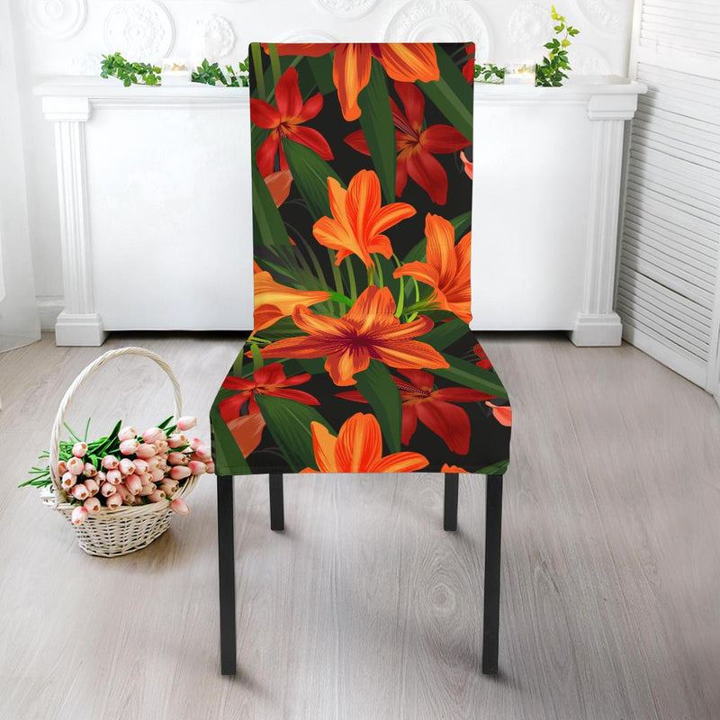 Amaryllis Pattern Print Design AL05 Dining Chair Slipcover-JORJUNE.COM