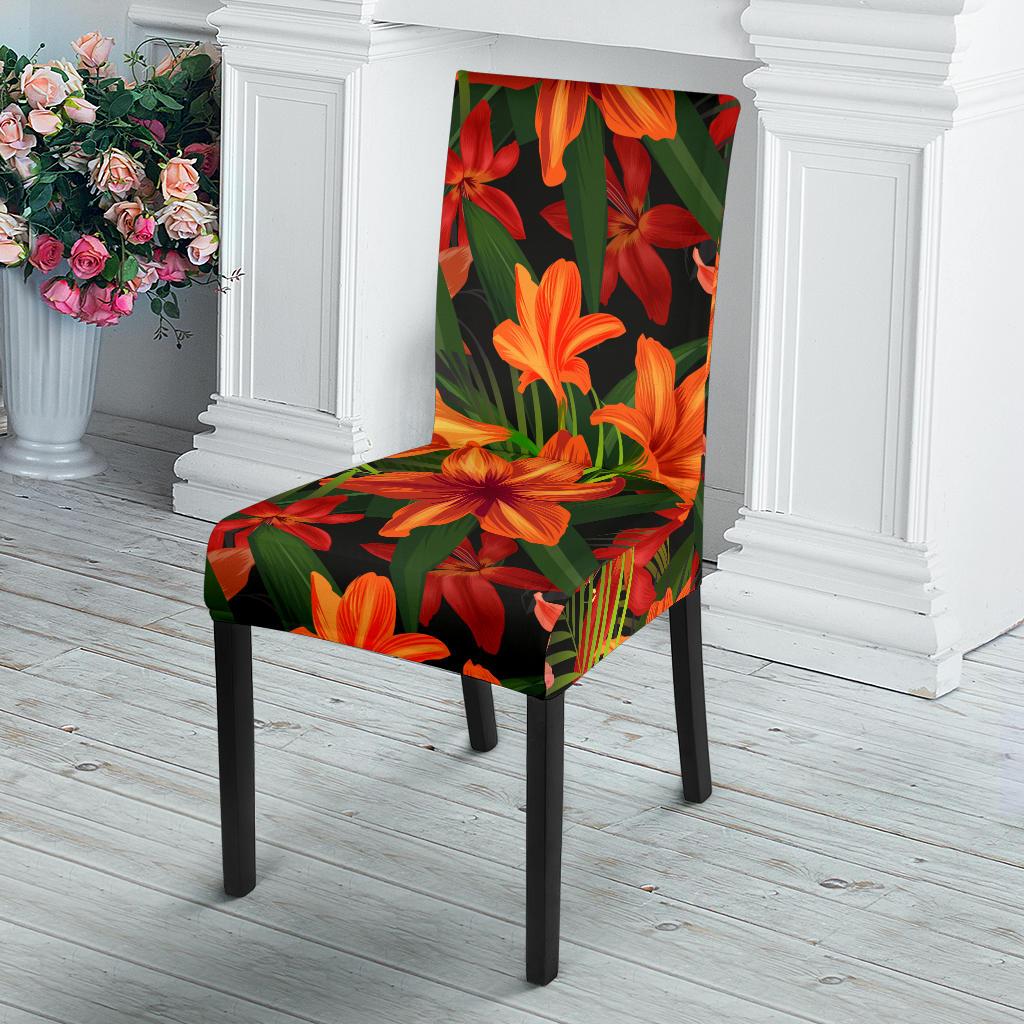 Amaryllis Pattern Print Design AL05 Dining Chair Slipcover-JORJUNE.COM