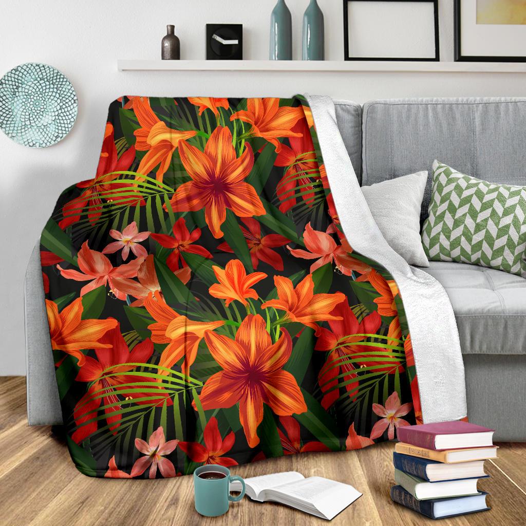 Amaryllis Pattern Print Design AL05 Fleece Blankete