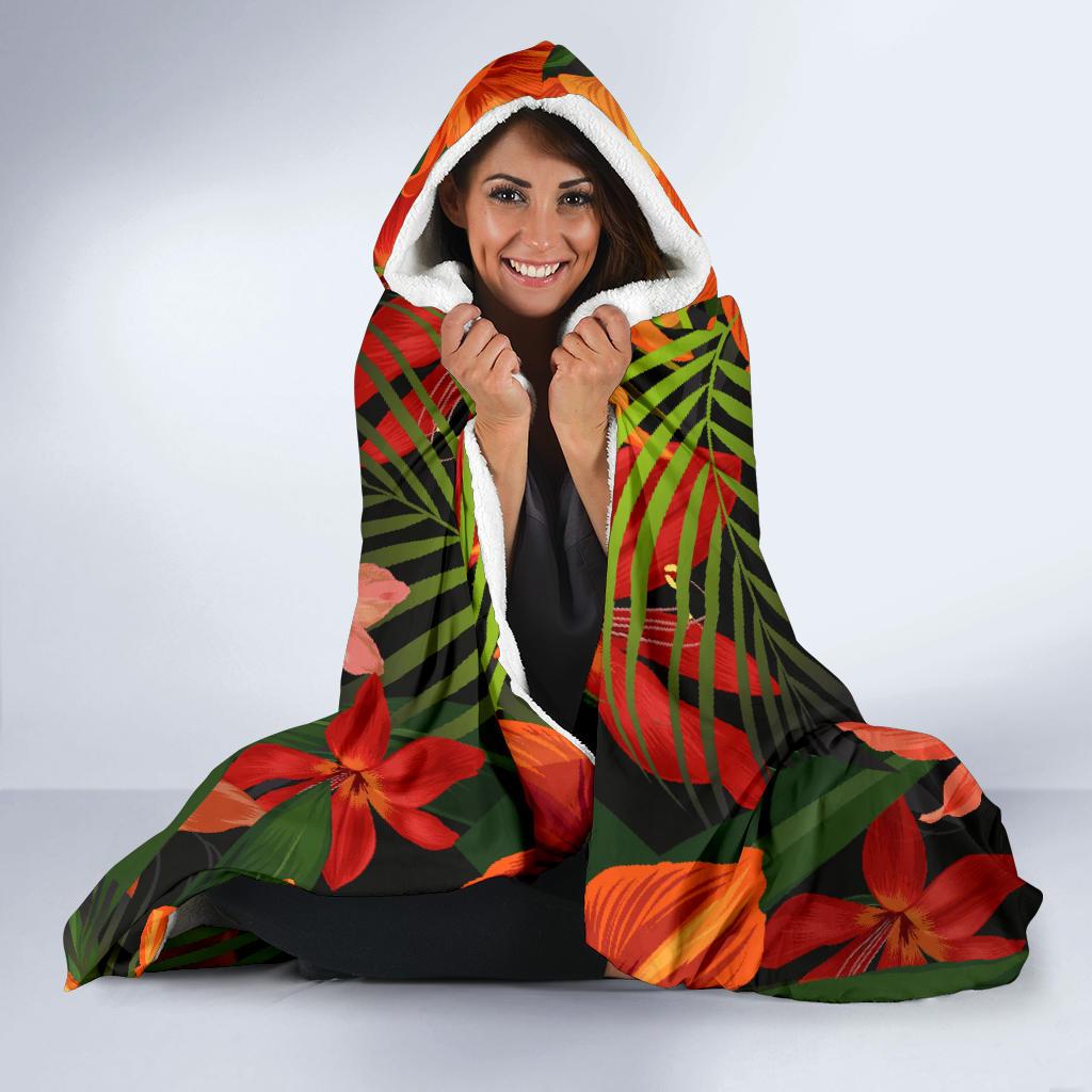 Amaryllis Pattern Print Design AL05 Hooded Blanket-JORJUNE.COM