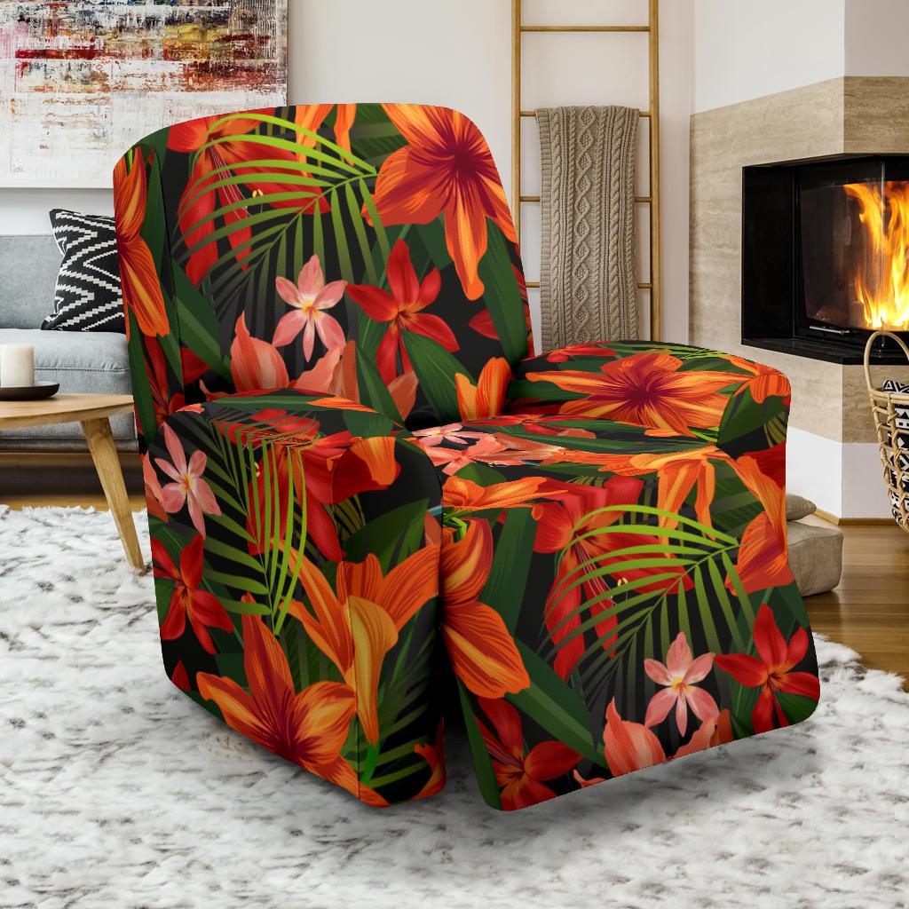 Amaryllis Pattern Print Design AL05 Recliner Slipcover-JORJUNE.COM