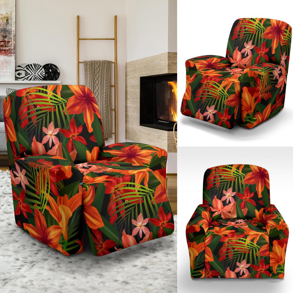 Amaryllis Pattern Print Design AL05 Recliner Slipcover-JORJUNE.COM