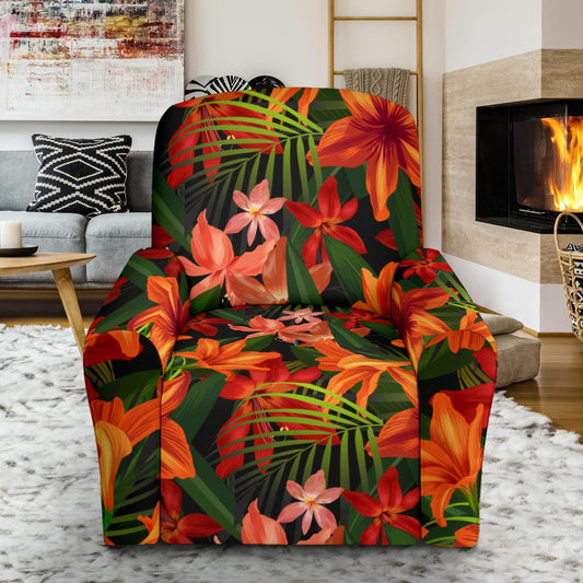 Amaryllis Pattern Print Design AL05 Recliner Slipcover-JORJUNE.COM