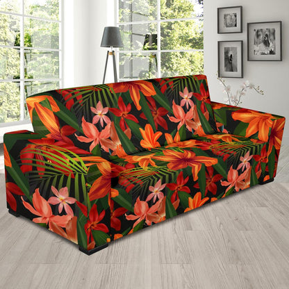 Amaryllis Pattern Print Design AL05 Sofa Slipcover-JORJUNE.COM