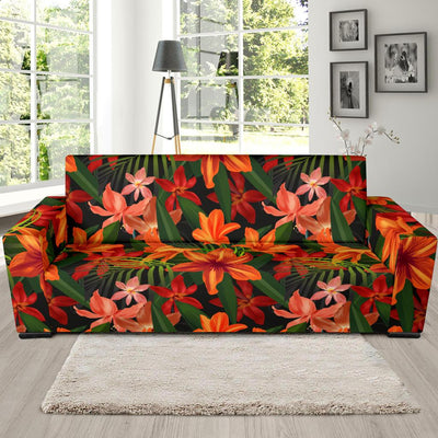 Amaryllis Pattern Print Design AL05 Sofa Slipcover-JORJUNE.COM