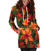 Amaryllis Pattern Print Design AL05 Women Hoodie Dress