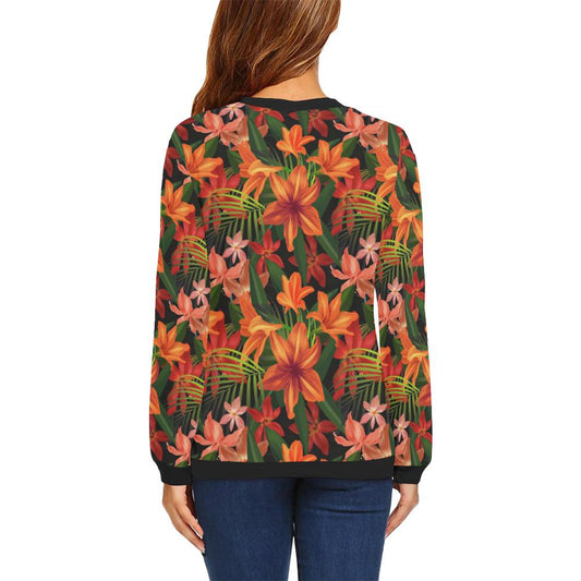 Amaryllis Pattern Print Design AL05 Women Long Sleeve Sweatshirt-JorJune
