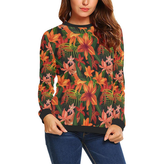 Amaryllis Pattern Print Design AL05 Women Long Sleeve Sweatshirt-JorJune