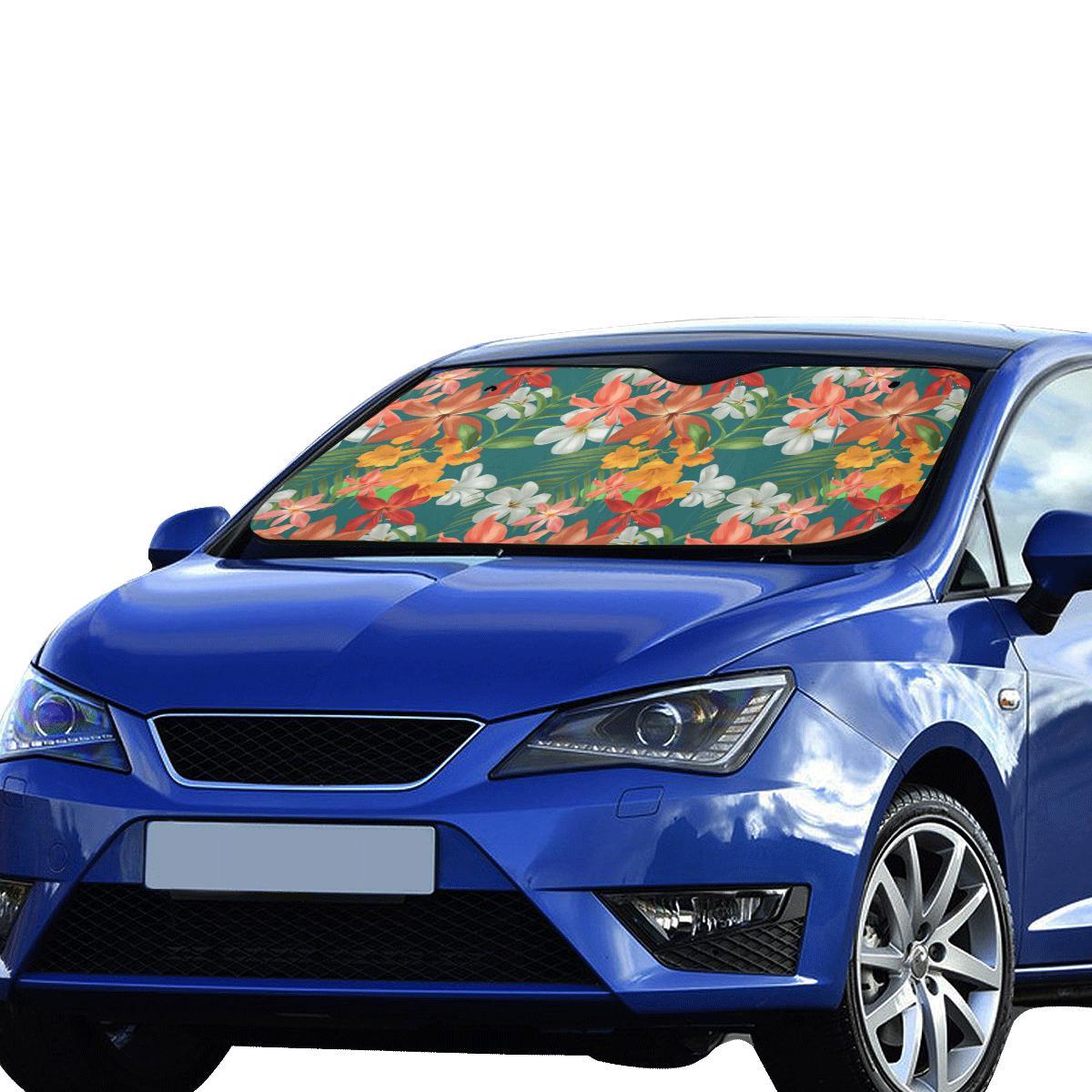 Amaryllis Pattern Print Design AL06 Car Sun Shade-JorJune