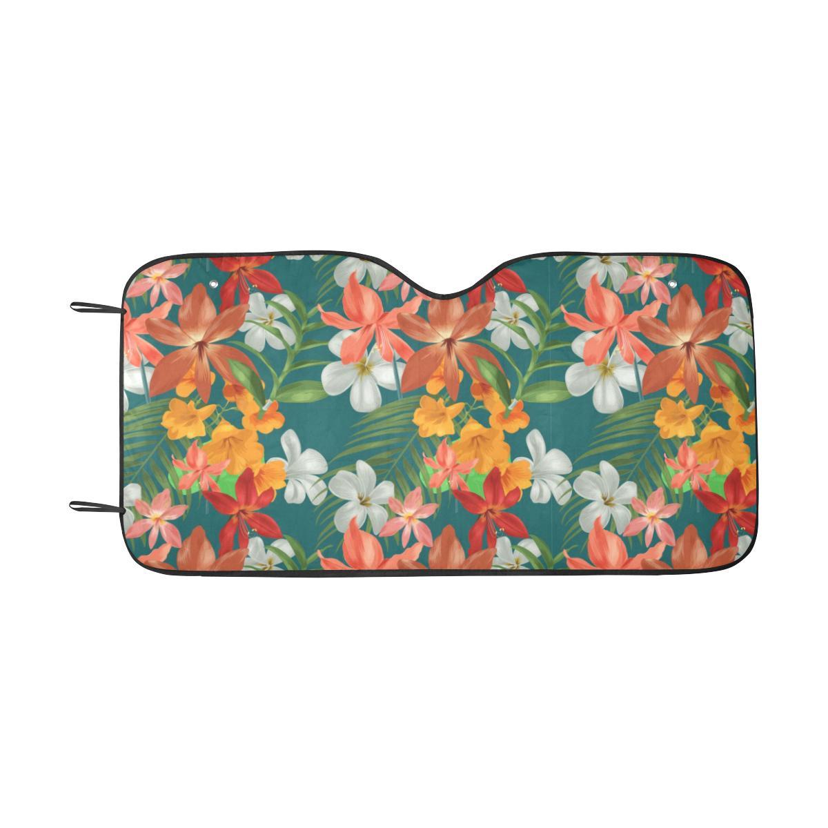 Amaryllis Pattern Print Design AL06 Car Sun Shade-JorJune