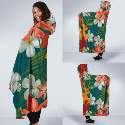 Amaryllis Pattern Print Design AL06 Hooded Blanket-JORJUNE.COM