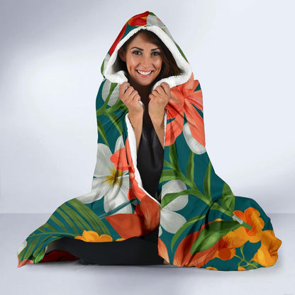 Amaryllis Pattern Print Design AL06 Hooded Blanket-JORJUNE.COM