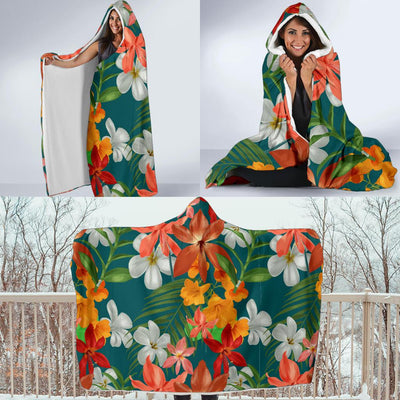 Amaryllis Pattern Print Design AL06 Hooded Blanket-JORJUNE.COM