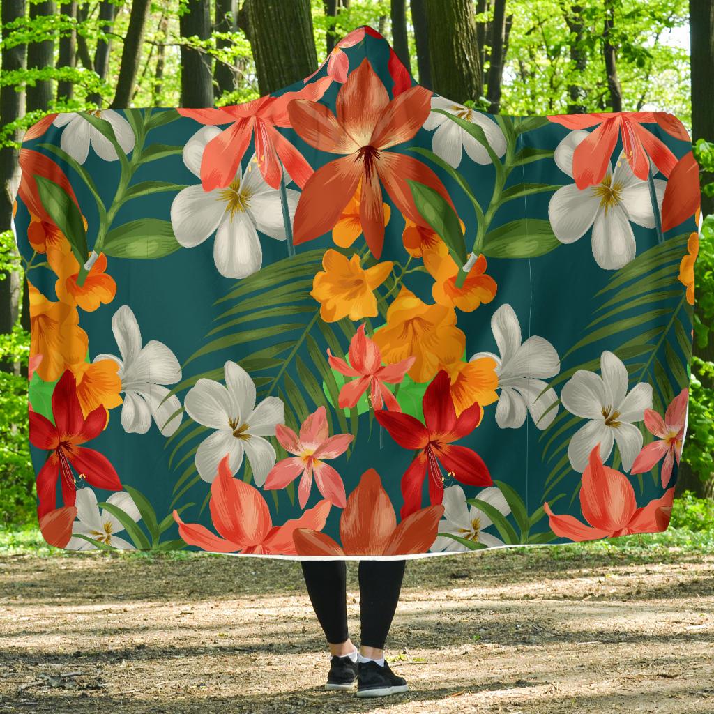 Amaryllis Pattern Print Design AL06 Hooded Blanket-JORJUNE.COM